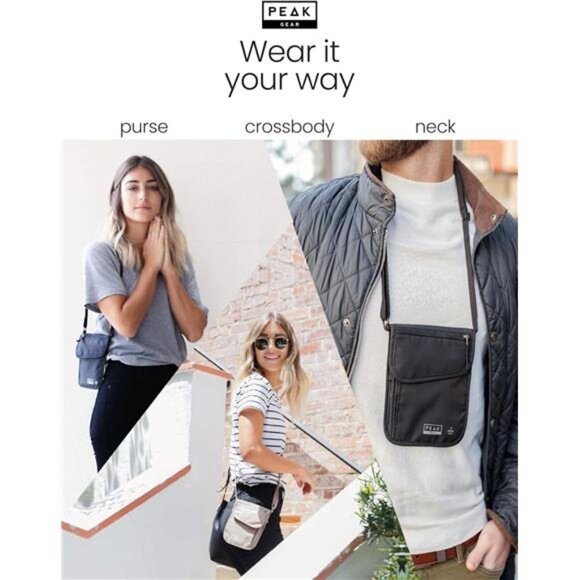 Peak Gear RFID Neck Wallet - The Original Travel Pouch with Adjustable - Picture 9 of 14